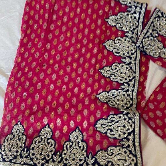 Pink Embroidered Saree - Picture 3 of 3